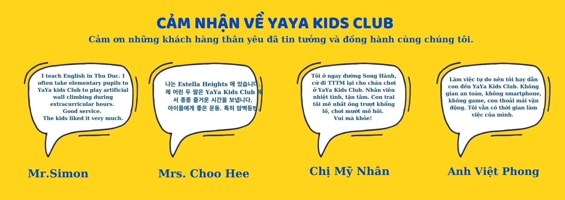 Yaya Kids Club nhận được đánh giá tin cậy từ khách hàng
